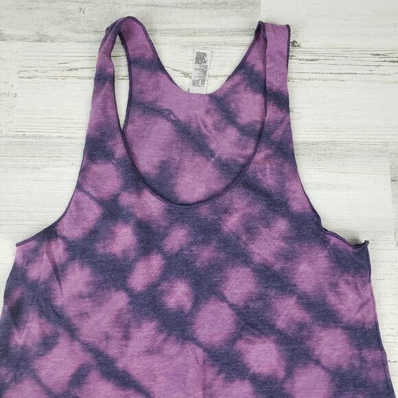 NWOT American Apparel Custom Purple Bleach Tie Dye Diagonal Box Tank Top Size XS - Picture 3 of 11